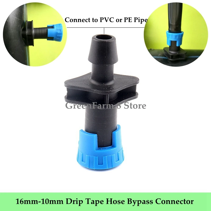 2~50pcs 16mm To 10mm Micro Irrigation Drip Tape Bypass  Connector Greenhouse Watering Labyrinth Type Hose Connect to PVC PE Pipe