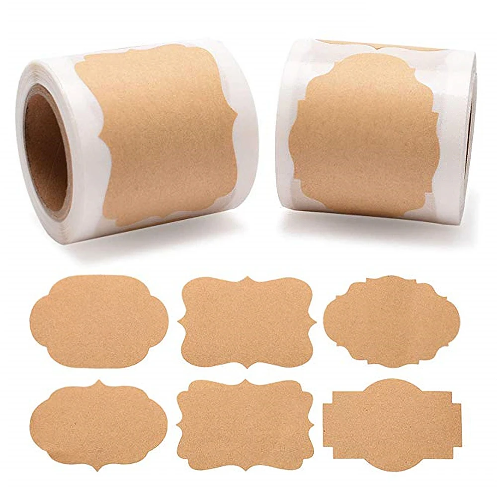 300 Pcs Vintage Blank Brown Kraft Label Stickers  DIY Handmade Envelopes Sticker Festival Gift Box Packaging Seal Label Stickers