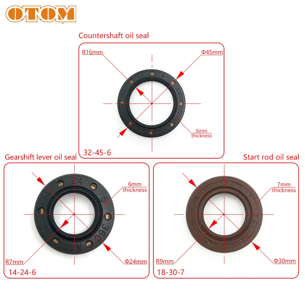 OTOM Motorcycle Engine Oil Seal Countershaft Gearshift Lever Start Rod NBR Rubber Grease Seals For KTM 250 400 450 520 525 540