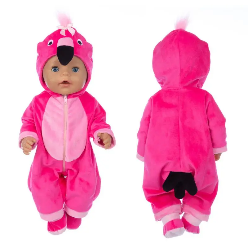 New Winter Plush Jumpsuits For 43cm Born Baby Doll 17inch Unicorn Doll Clothes And Accessories