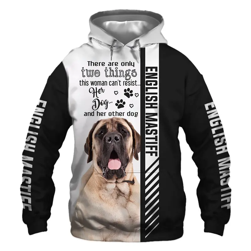 

English Mastiff Dog 3D Printed Jacket Men/women Harajuku Hoodie Unisex Casual Streetwear Sweatshirt Pullover sudadera hombre