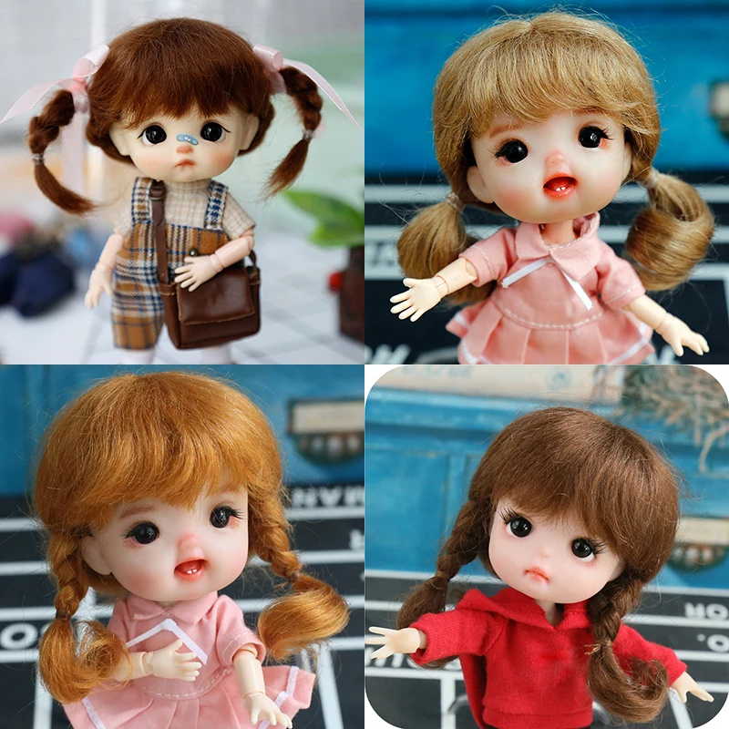 New high quality soft fiber mohair 1/8 BJD doll wig pink brown wig SD BJD doll for 14-15cm diameter lovely doll accesoriess