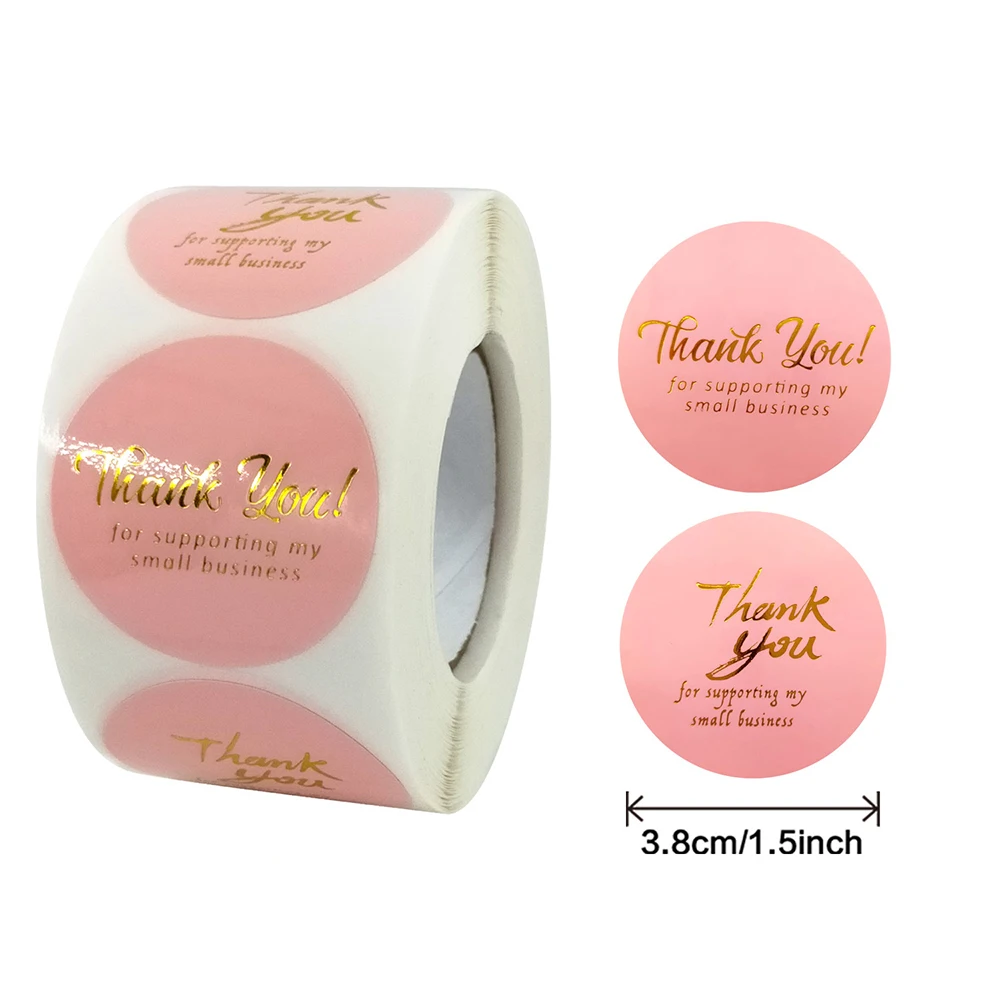 500pcs 3.8cm Gold Thank You for Supporting Packaging Decoration Design Diary Scrapbook Sticker Decorative Label