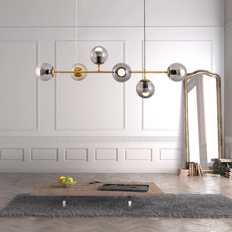 Modern Luxury Chandeliers LED Glass Ball Gold Lamp Scandinavian Table Dining Room Nordic Style Ceiling 220v Pendant Lights Sets