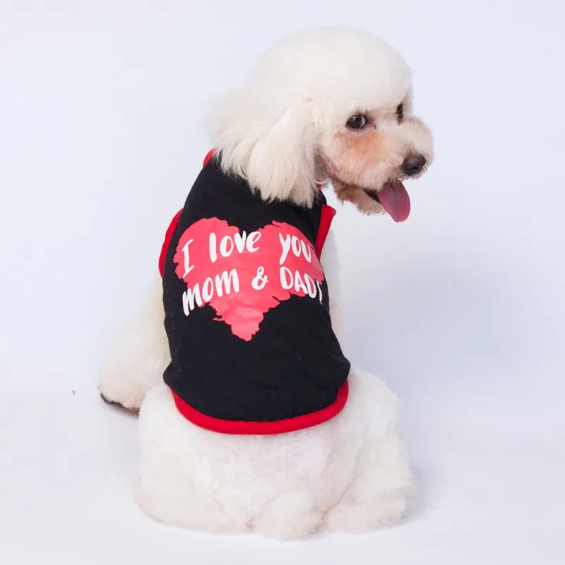 Summer I LOVE MY DADDY MOMMY Dog Vest Pet Dog Clothes For Small Dogs Pets Clothing Cheap Cat Clothing For Dogs Shirt Ropa Perro