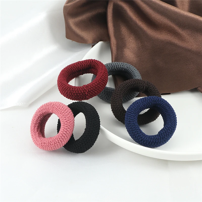 6Pcs Basic Simple Hair Bands Solid Color Seamless Wide Rubber Band for Women Girl High Elastic Scrunchie Hair Accessories Holder