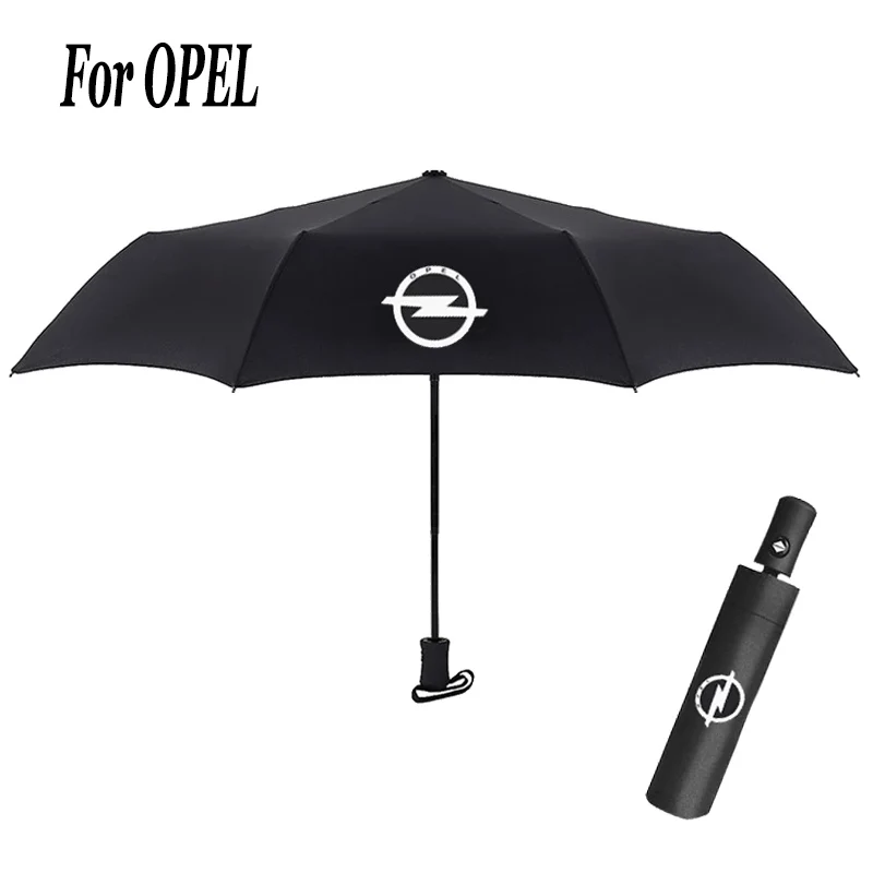 Car Badge Emblem Rain Umbrella Portable Automatic Windproof Anti UV Female Male Parasol Travel Brand Auto Umbrella For OPEL Logo