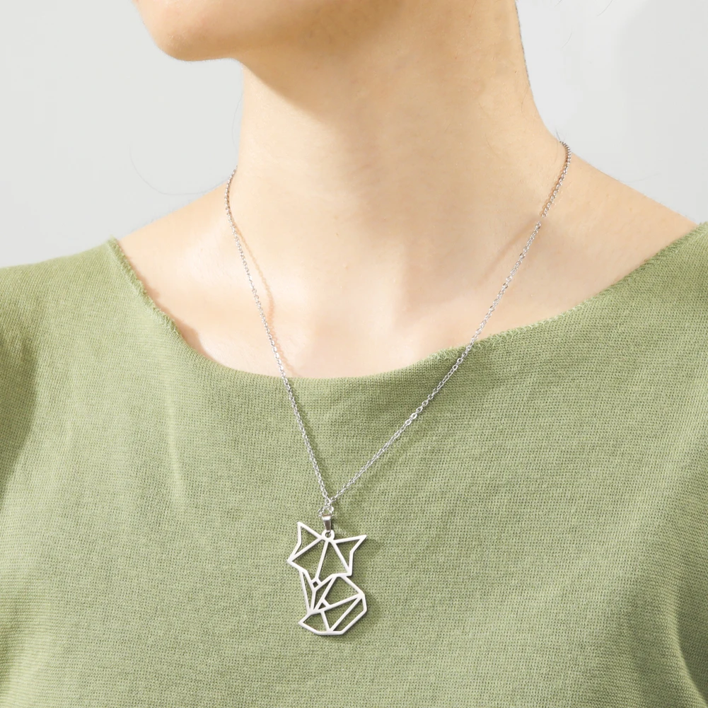 Skyrim Goldfarbenes Amulett Fuchs Tier Anhänger Halskette Edelstahl Statement Choker Kette Schmuck Accessoire für Frauen – Detail 13