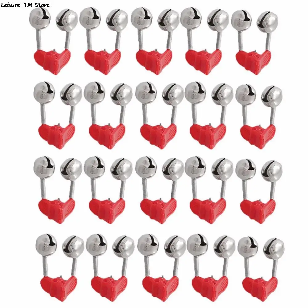20 pçs venda quente vermelho pesca clipe de plástico haste dupla mordida alarme de pesca sinos anel atacado