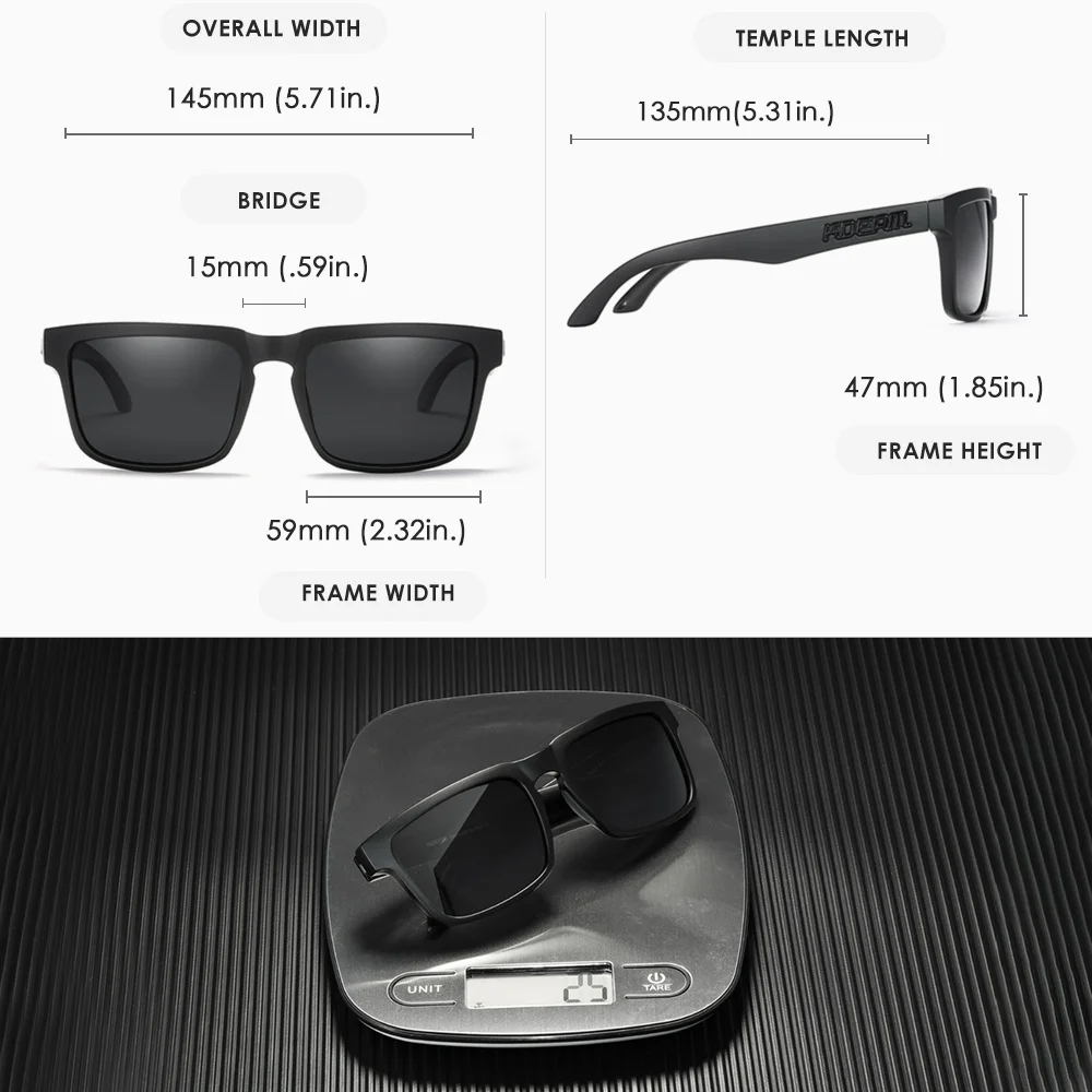 KDEAM Men\'s Polarized Sunglasses Square Casual Outdoors Sun Glasses Women Unisex Sunglass For Couple With Zipper Case