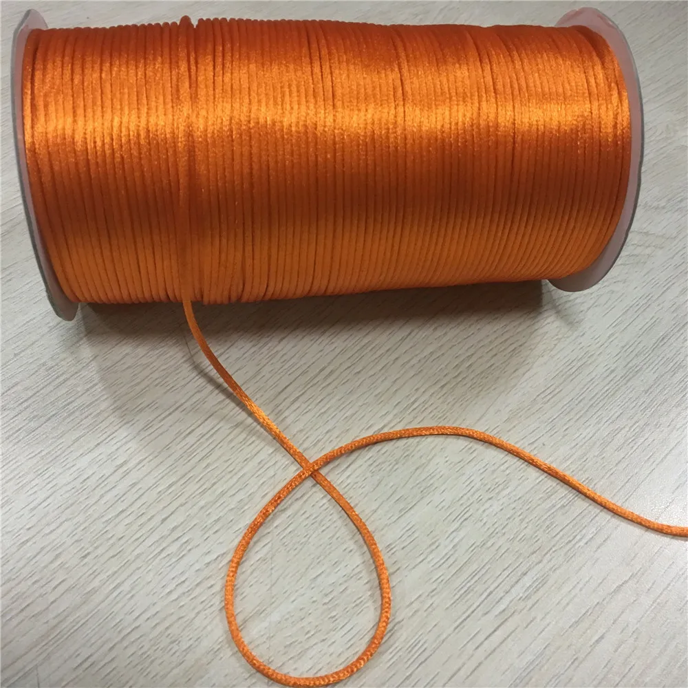 2mm Orange Rattail Satin Cord Thread Chinese Knot Macrame Bracelet Braided String DIY Tassels Beading Thread 10-225meters