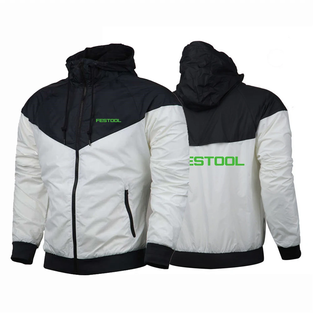 Festool Tools Printing 2021 New Spring Autumn Men\'s Hooded Jacket Windproof and Waterproof Outdoor Fashion Windbreaker Jacket