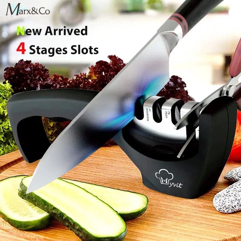 

Knife Sharpener 4 Stages In 1 Professional Whetstone Kitchen Sharpening Stone Scissors Grinder Diamond Fine Chef Cooking Tool