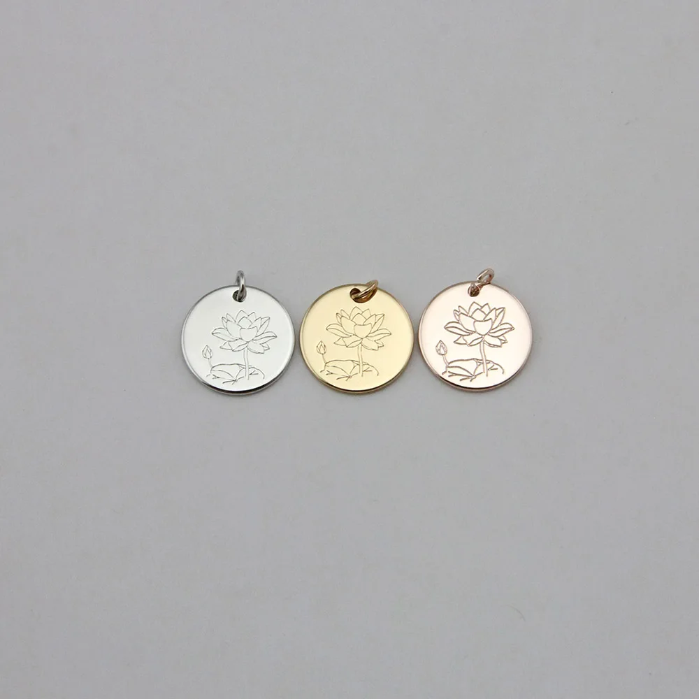 

Trendy Disc Lotus Flower Pendants DIY Charm Necklaces Jewelry Accessory Accept Custom Design