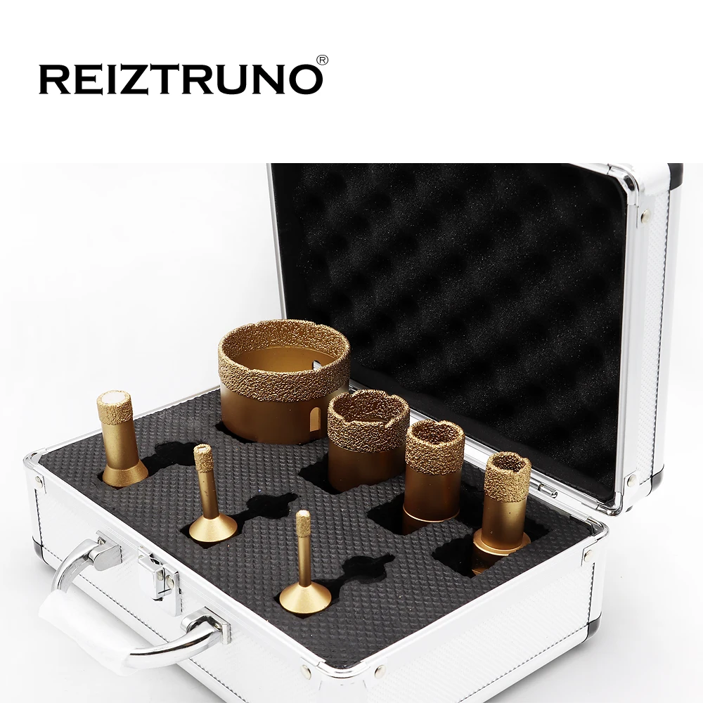 Reiztruno 真空ろうダイヤモンドコアビットキットと M14 糸大理石、花崗岩、 d6/D8/D16/D20/D27/D40/D68-7pcs セット、乾燥または湿潤