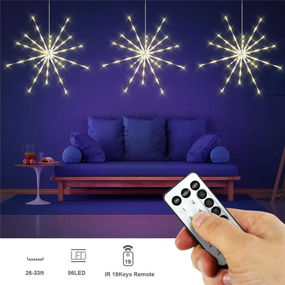 14 Tubes Star 3D Dynamic Firework Lamp Remote Control RGB Light LED Colorful Night Lamp Holiday Decoration Children Gift