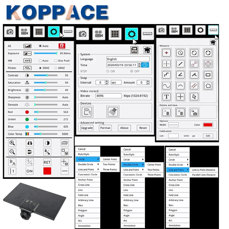 KOPPACE 40X-1600X 11.6-inch HDMI Biological Microscope 2 Million Pixels Research-Grade Compound Lab Electronic Microscope