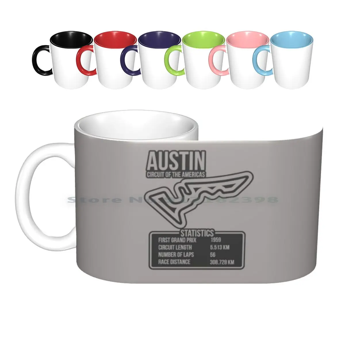 Racetrack Austin Circuit Statistics Grand Prix Ceramic Mugs Coffee Cups Milk Tea Mug Racetrack Austin Circuit Grand Prix Vettel