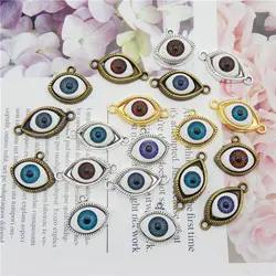 Julie Wang 10PCS Human Eyes Charms Random Mixed Alloy Demon Evil Eye Connector Pendant Bracelet Jewelry Making Accessory