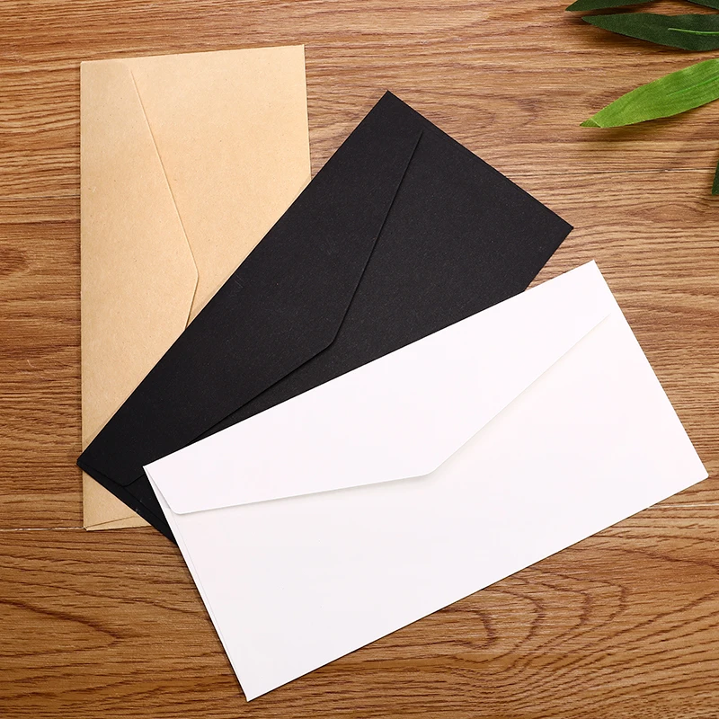 50/100PCS Classical White Black Kraft Blank Paper Window Envelopes for Wedding Invitation Envelope Gift Packaging Bag