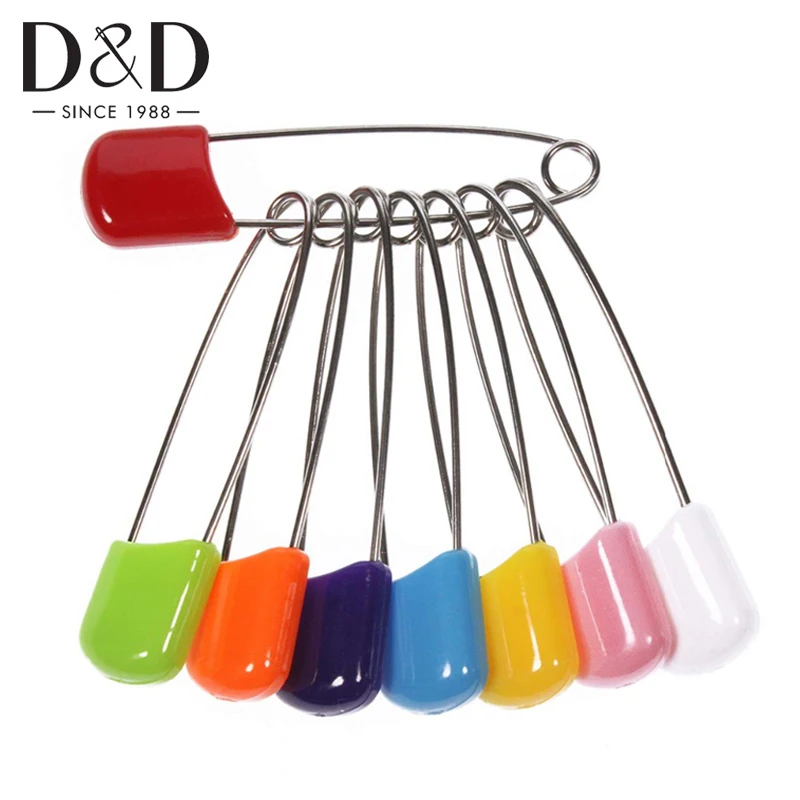 

20Pcs Plastic Head Safety Pins Baby Kids Cloth Nappy Locking Brooch Buckles 2 Size Colorful Needle Pins Sewing Tools