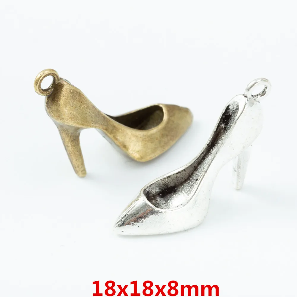 

25 pieces of retro metal zinc alloy High heels pendant for DIY handmade jewelry necklace making 6769