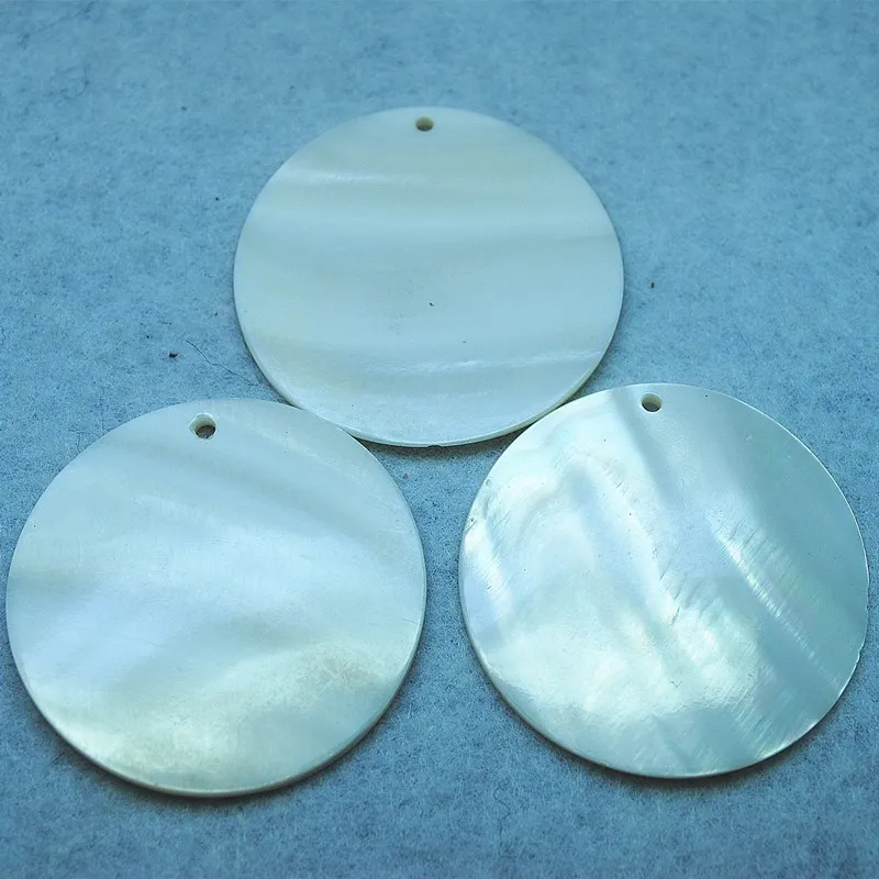 5PCS White Shell Pendants Round Shape Mother Of Pearl Women Jewelry 20mm 40mm 50mm 60mm Natural Freshwater Cutting