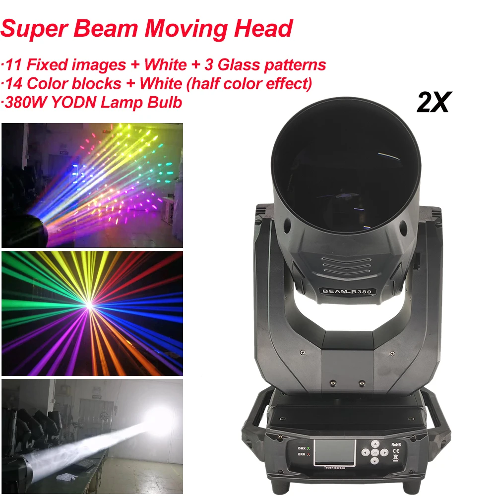 2Pcs/Lot 380W Super Beam Zoom Moving Head Light Strong Beam Spot Large Stage Effect Light For Party Bar Disco DJ Light Equipment