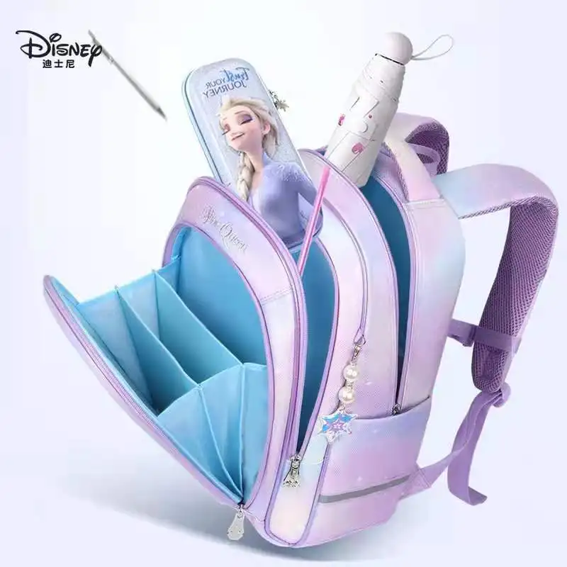 Disney – sac à dos d\'école orthopédique pour filles, grande capacité, pour élèves du primaire, Elsa, Anna, de la reine des neiges, de 1ère à la 5ème