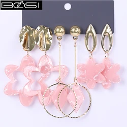 BOSI pink set earrings fashion jewelry drop earrings set Women minimalist long earrings boho simple earring wholesale acrylic cc