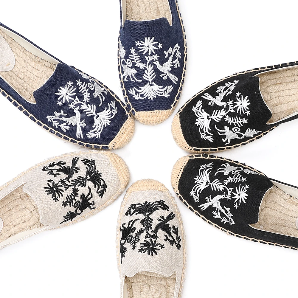 2021 Zapatillas Mujer Espadrille 2021 Sapatos Espadrilles Embroider Shoes Comfortable Ladies Womens Casual Flax Hemp Fashion