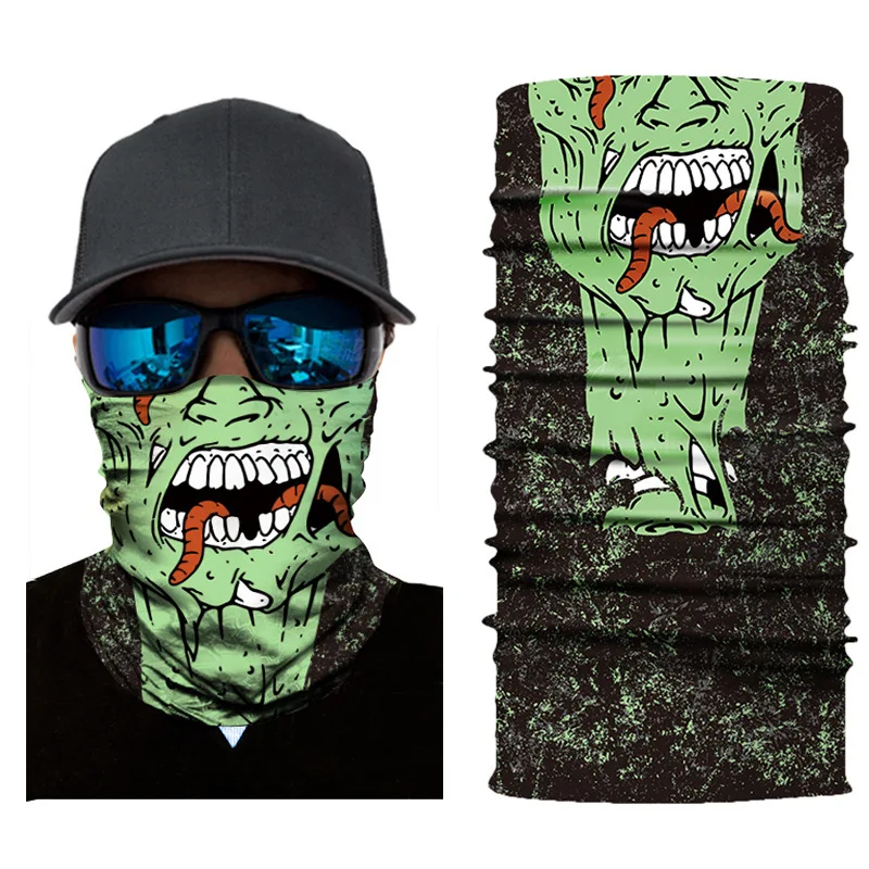 3D Seamless Magic unisex Bandana Ghost Skull Tube Neckchief gaiter Warmer Face Cover Head Scarf Headband Headwear Halloween