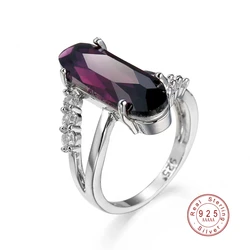 Classic Fashion Genuine 925 Sterling Silver Ring 2 CT Purple Zircon Crystal Wedding Jewelry Ring Engagement For Women jewelry