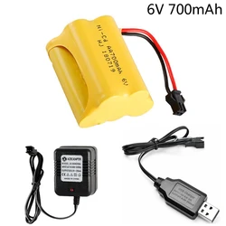 6V AA 700mAh NICD bateria z ładowarką USB dla samochodów RC roboty zbiorniki ciężarówka pistolet łodzie akumulator SM wtyczka