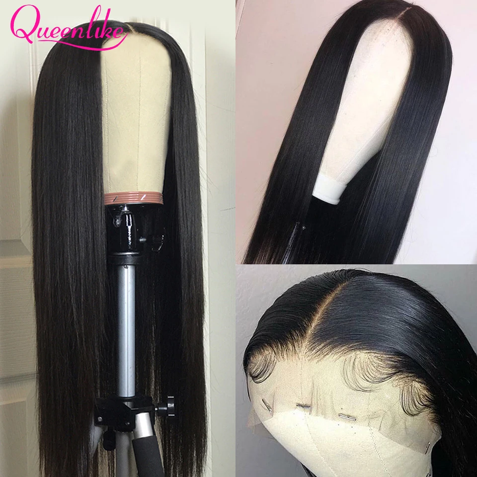 40 42 Inch Bone Straight Human Hair Frontal Wigs Brazilian Straight 4x4 5x5 6x6 Closure Wig 13x6 Transparent Lace Front Wig