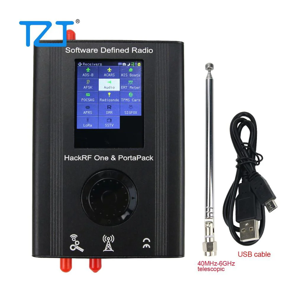 3.2 polegadas portapack h2 hackrf 5pcs antenas cabo de dados sdr software rádio definido 1mhz-6ghz montado a versão mais recente