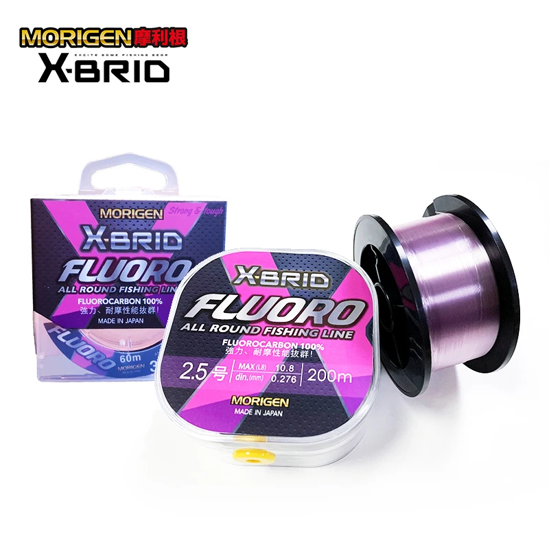 MORIGEN X-BRID Fluorocarbon Lines 0.212-0.384mm 6.6LB-20LB Carbon Fiber Seawater Fishing Tackle Pesca Accesorios Made in Japan