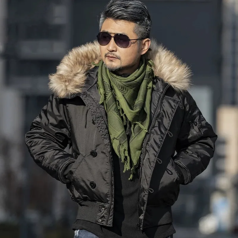 Men\'s Winter Thick Military Tactical Jacket Warm Trench Fur Collar Hooded Outwear Flight Pilot Coats Bomber Army Cotton Parka
