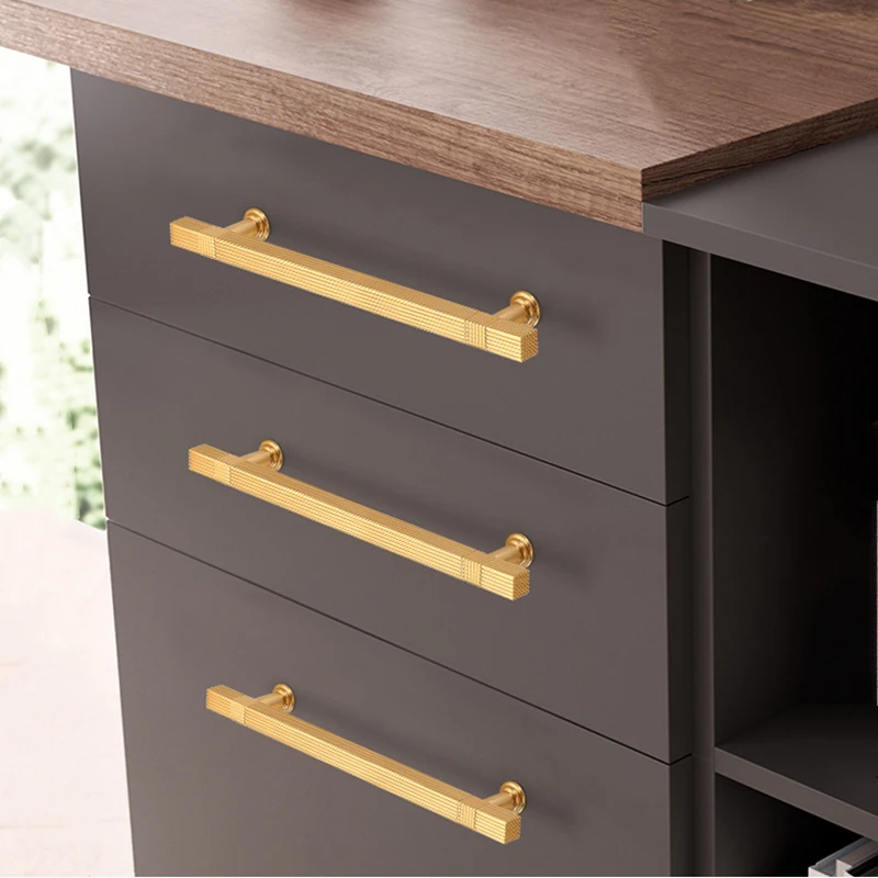 KK&FING New Copper Wire Drawing Furniture Knobs and Handles Zinc Alloy Gold Cabinet pulls Drawer Knobs Kitchen Cupboard Handles