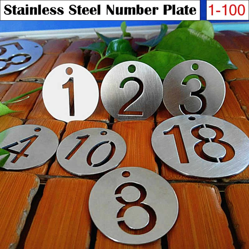 Stainless Steel Number Plate Digital Label Mark Sign Classification Metal Number Marker 1-100 Number Card For Key Item Mark Tags