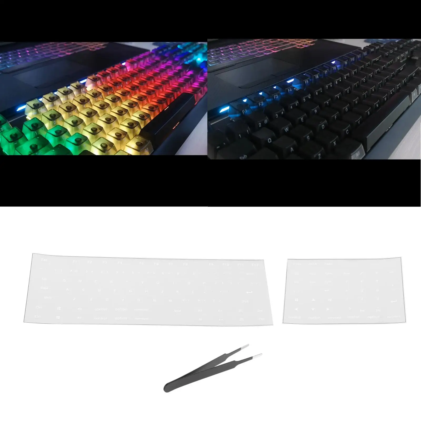 Universal ,Keyboard Side Stickers for OEM Height Mechanical Membrane Keycaps, Computer Desktop, with Mount Tools
