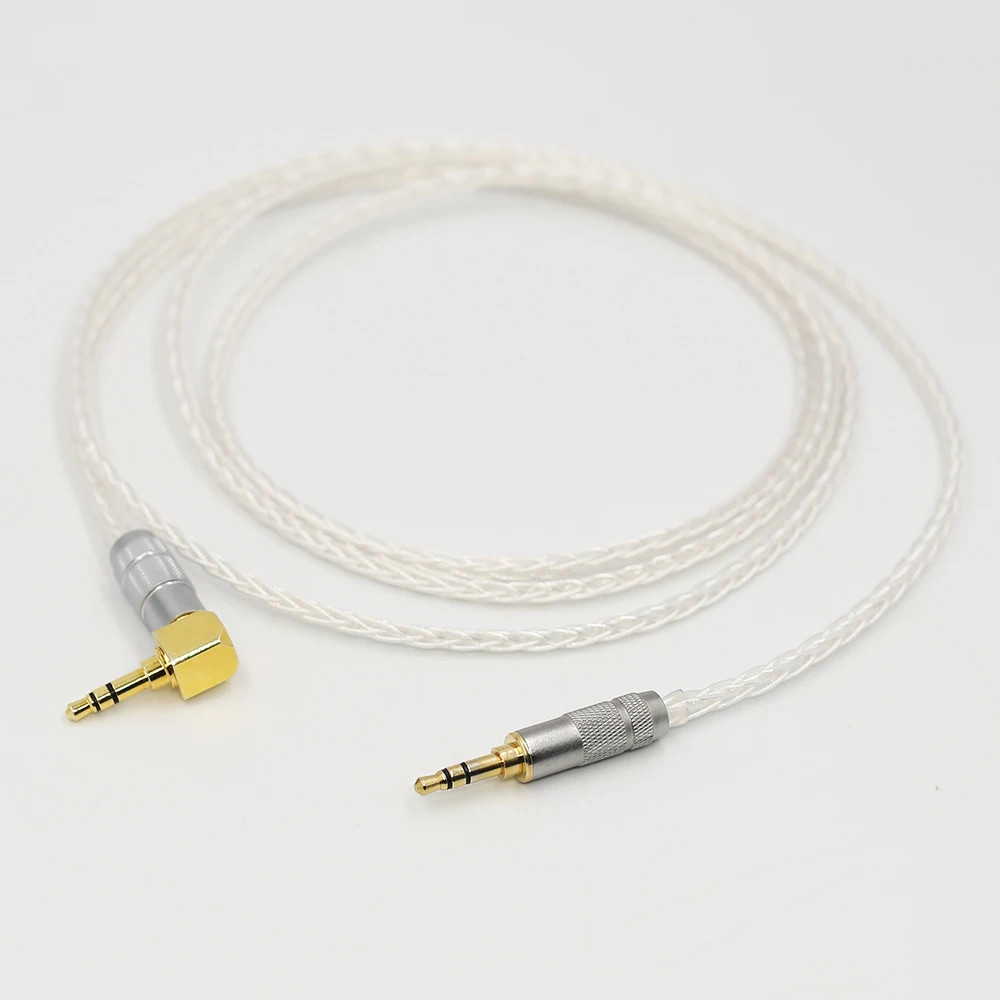 8Cores Silver Plated 3.5mm to 3.5mm Right Angled Stereo AUX Audio Cable Male to Male 3.5mm Car Recording Cable