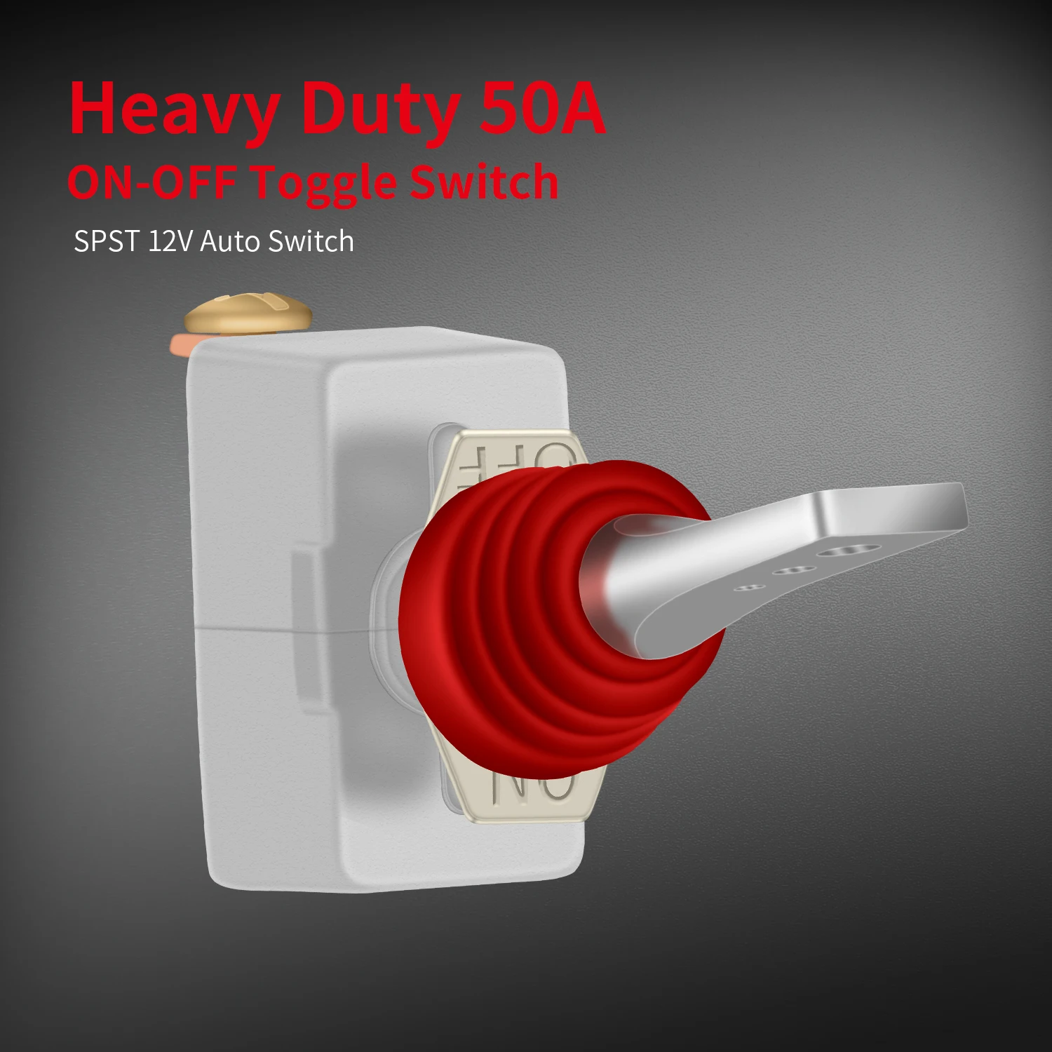 IP65 Waterproof Toggle Switch 50 Amp 12V Heavy Duty Aluminum Housing ON/OFF with Rubber Boot Cover