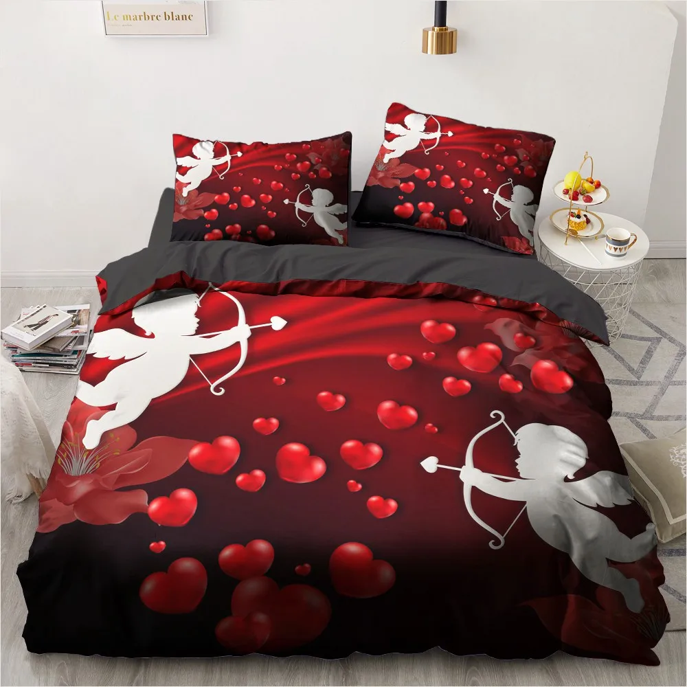 3D Printed Bedding Sets luxury Cartoon Cupids And Love Roclet Astronaut Single Queen Double Full Twin Bed For Home Duvet Cover