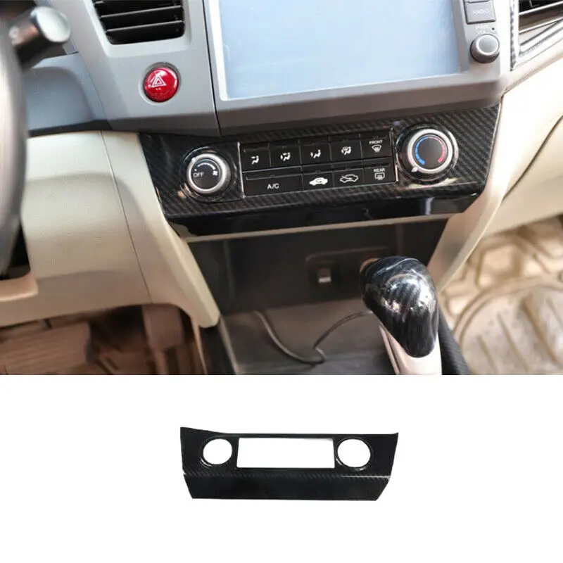 

Fit For Honda 9th Civic 2012 2013 2014 2015 Carbon Fiber Console AC Switch Control Panel Trim