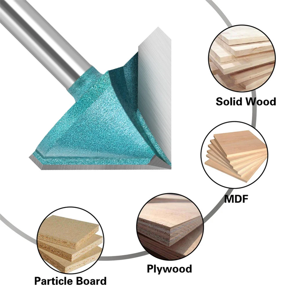 Wood Router Bit6mm Shank V Shape 3D Engraving Bit 90 Degrees Carbide End Mill Diameter 32mm Wood Milling Cutter