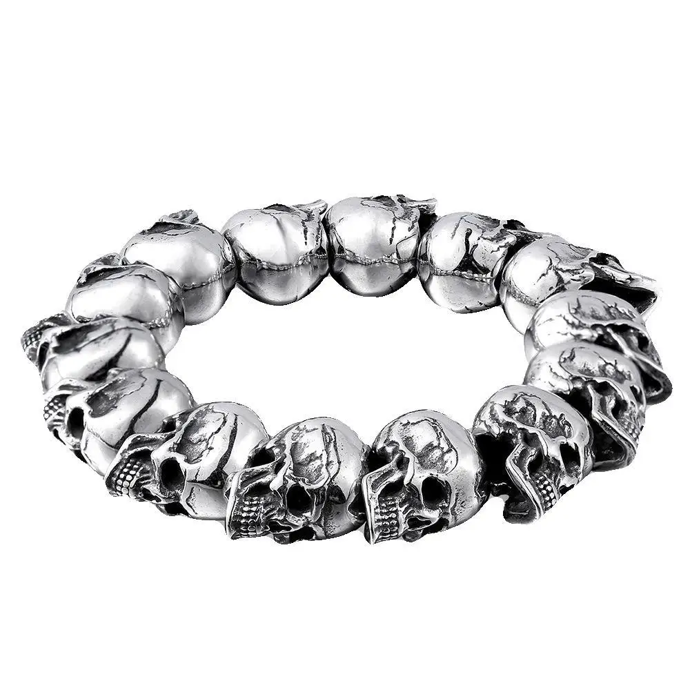 Domineering Men's Skull Bracelet Retro Punk Biker Bracelet Hip Hop Jewelry Cool Band Skeleton Bracelet Male Jewelry Party Gifts