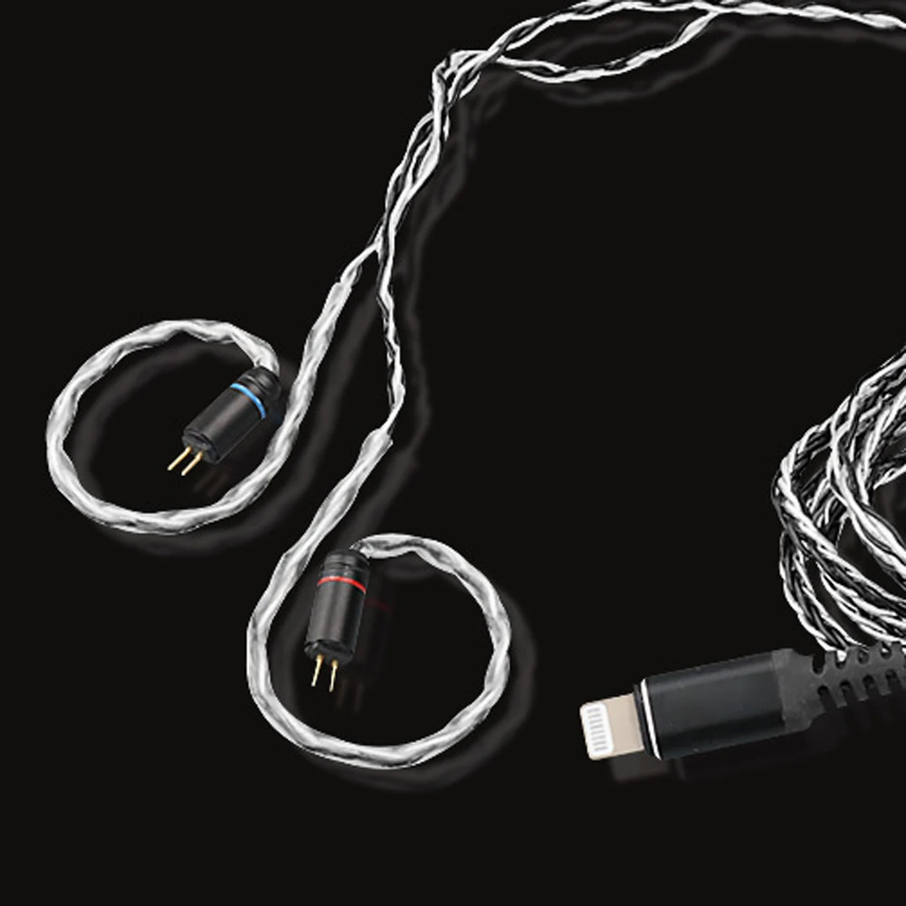 Haldane Silver Plated 0.75mm 0.78mm 2pin mmcx Headphone Cable Balanced Hifi Replacement Earphone Cable with Lightning plug
