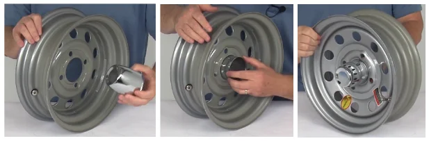 CFPerformance 2/4 Stück 84mm (3,31") Durchsteck-Radnabenkappen Anhängernabenkappen für Felgen LKW Auto Durchsteck-Stahlkappen aus Kohlenstoffstahl – Detail 2