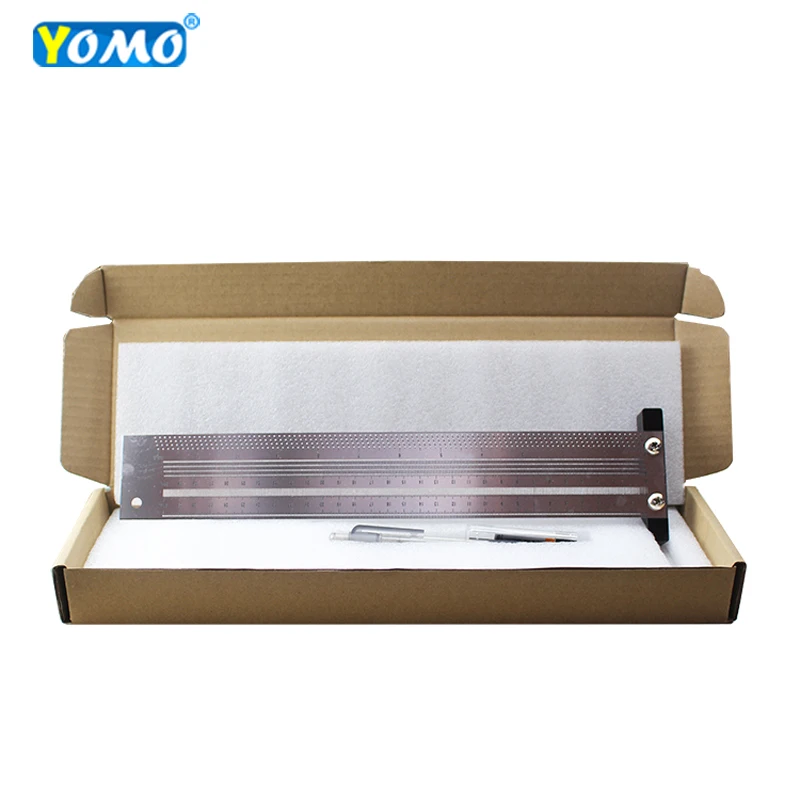 YOMO High-precision Scale Ruler T-type Hole Ruler Stainless Woodworking Scribing Mark Line Gauge Carpenter Measuring Tool